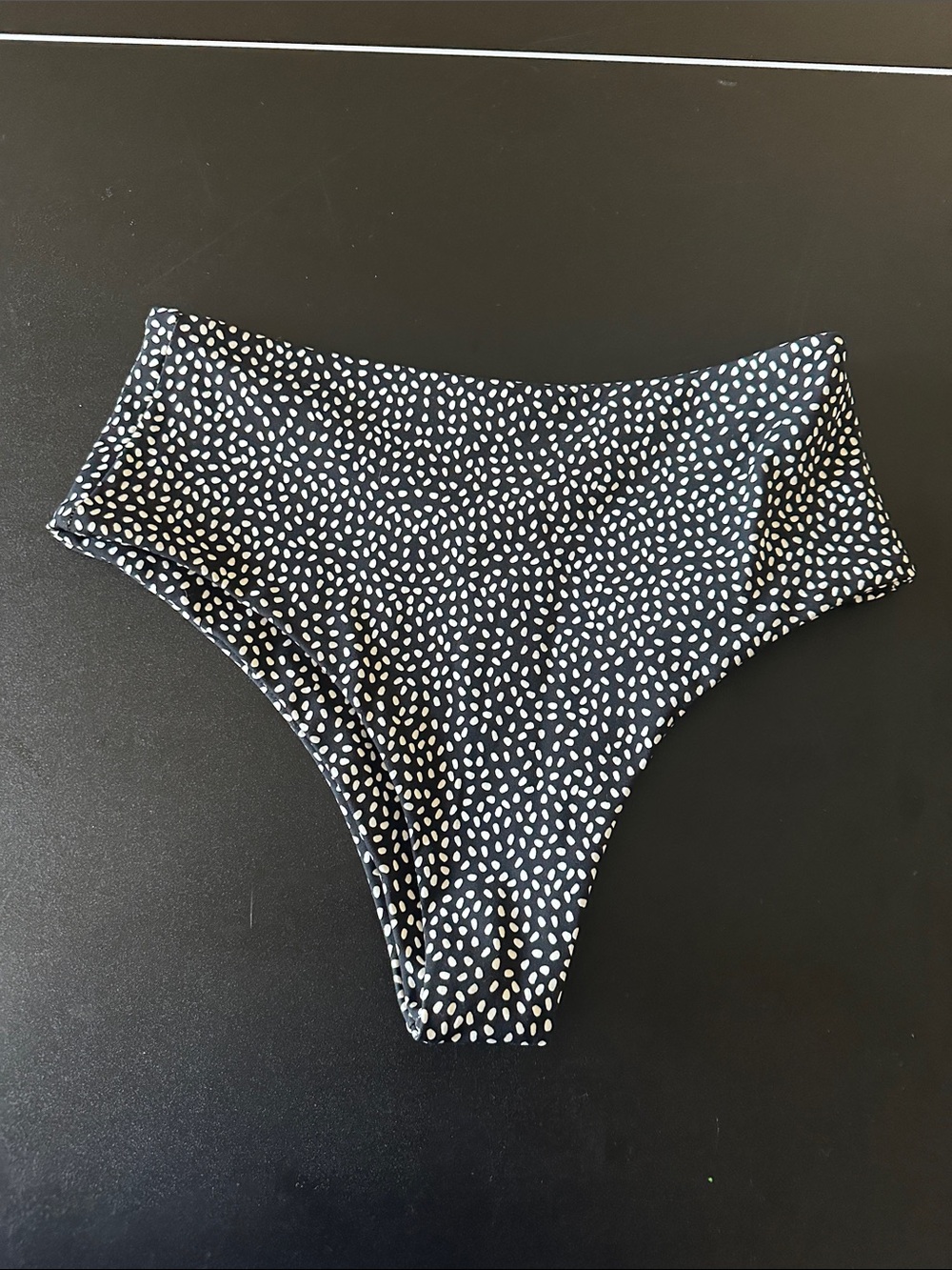 BuffBunny Collection High-Waist Black Swim Bottoms with White Dot Print